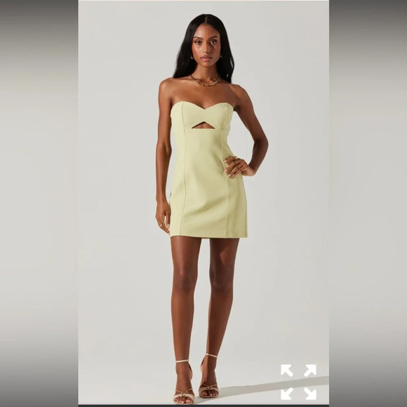 Zara cutout strapless spring yellow cocktail formal dress XL NWOT blogger fav!! - Picture 4 of 9